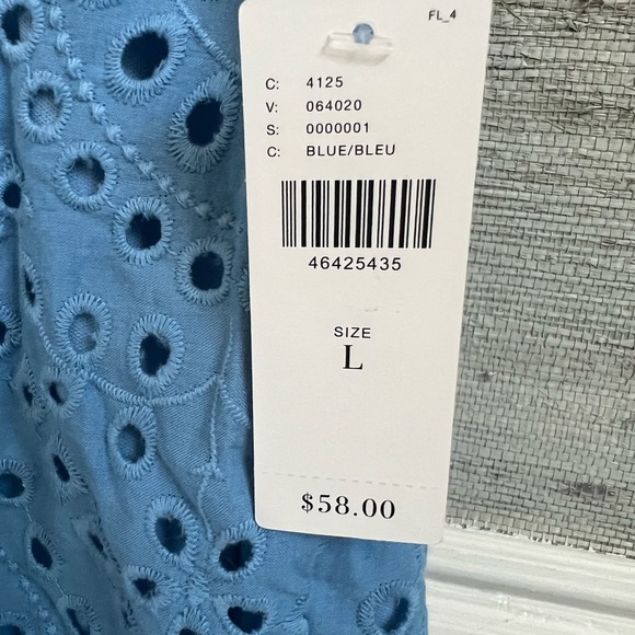 NWT new large Anthropologie ett:twa eyelet shorts blue elastic waist lace - Picture 3 of 12